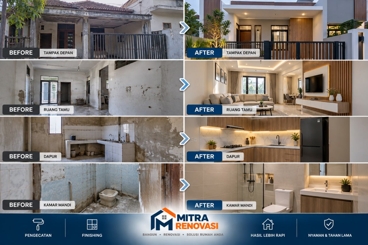 Renovasi Rumah — Sebelum & Sesudah — sebelum dan sesudah renovasi