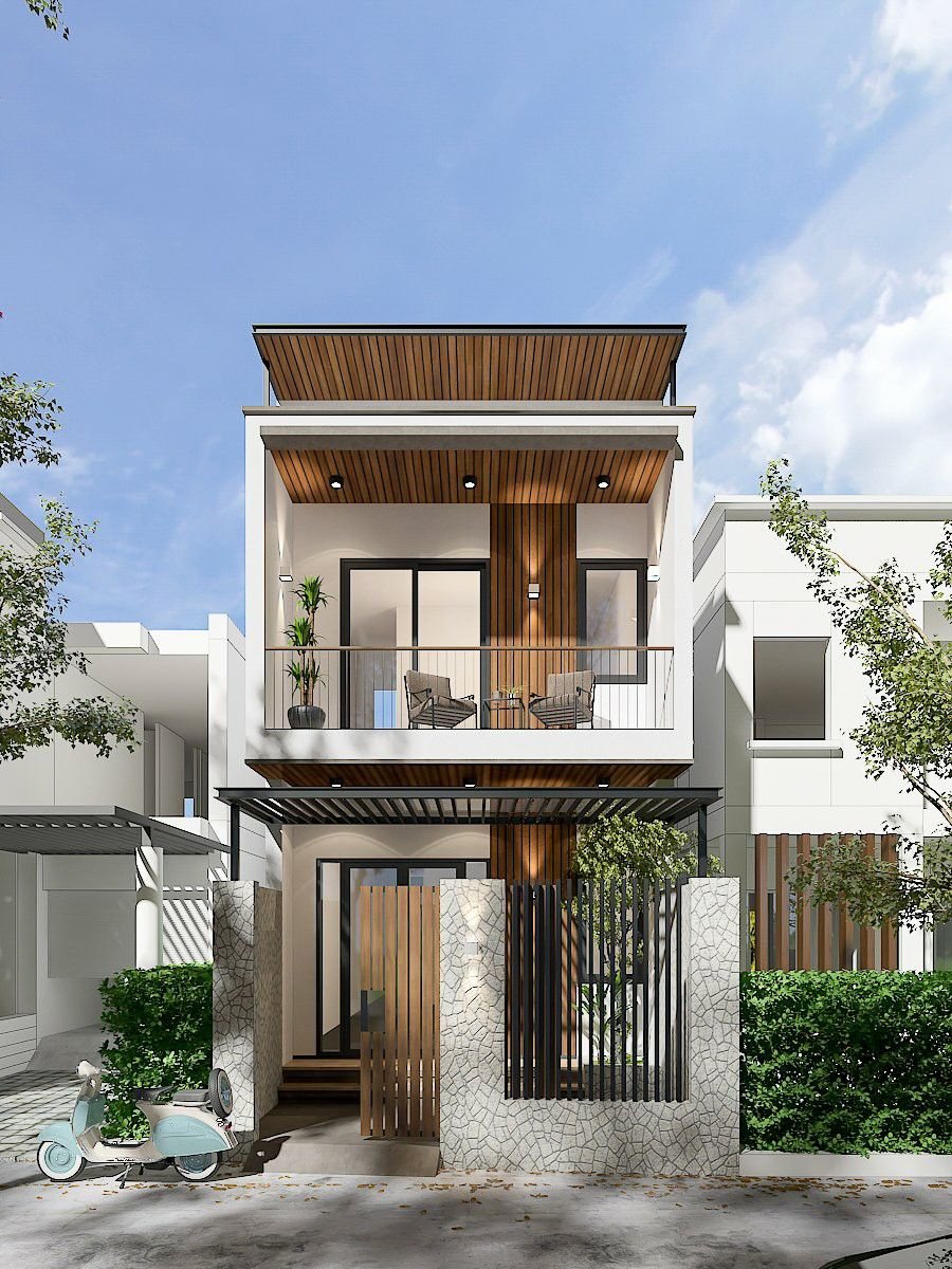 Fasad rumah modern dua lantai